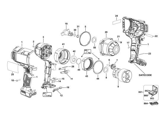 DEWALT Ersatzteile SCHLAGSCHRAUBENSCHL. DCF897 Typ: 1 XJ