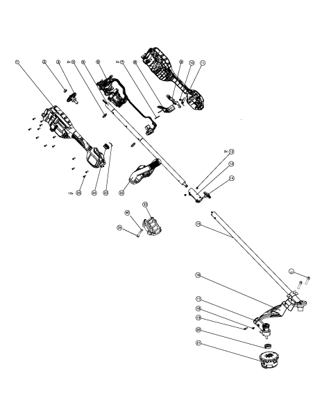 DEWALT Ersatzteile AKKU-RASENTRIMMER DCST972X1 Typ: 1 QU