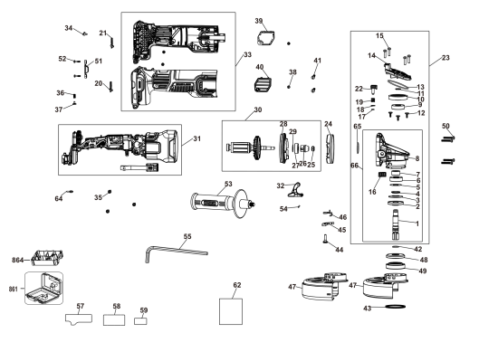 DEWALT Ersatzteile WINKELSCHLEIFER DCG409VSNT Typ: 1 XJ
