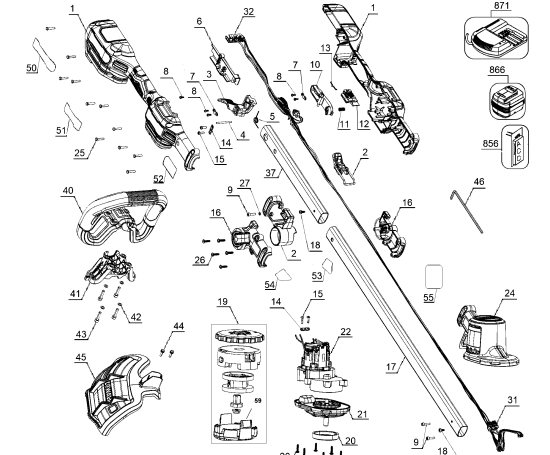 DEWALT Ersatzteile AKKU-RASENTRIMMER DCST922B Typ: 1 QU