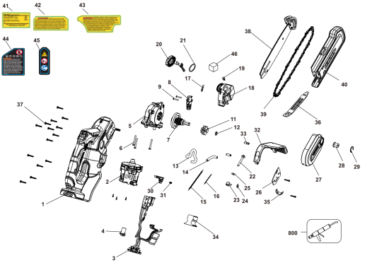 DEWALT Ersatzteile KETTENSÄGE DCCS623B Typ: 1 QU