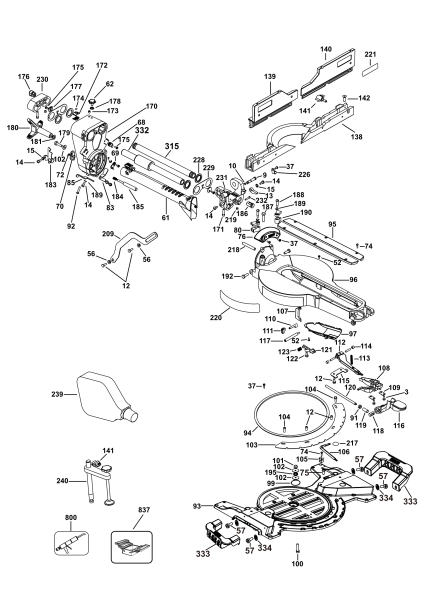 DEWALT Ersatzteile GEHRUNGSSÄGE DWS780 Typ: 21 XJ