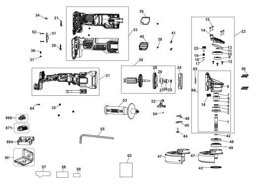 DEWALT Ersatzteile WINKELSCHLEIFER DCG409VST1 Typ: 1 QW