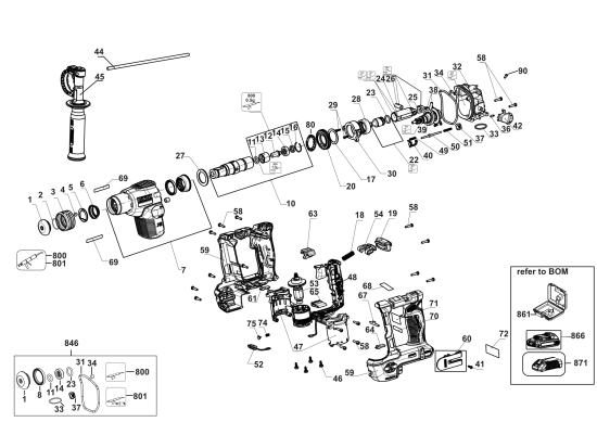 DEWALT Ersatzteile DREHHAMMER DCH172E2 Typ: 1 QU