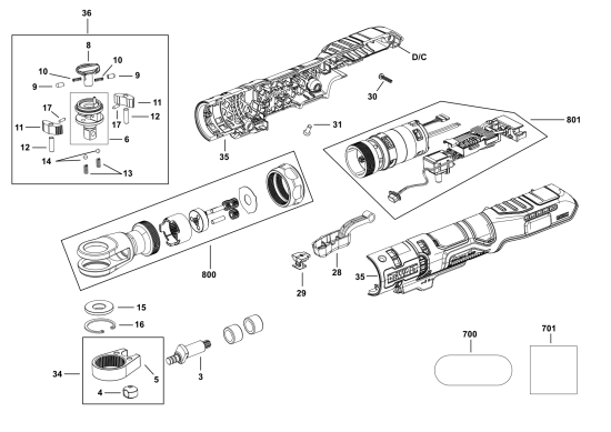 DEWALT Ersatzteile RATSCHE DCF503B Typ: 1 QU