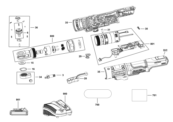 DEWALT Ersatzteile RATSCHE DCF504D1 Typ: 1 QW