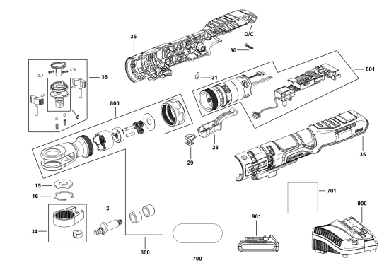 DEWALT Ersatzteile RATSCHE DCF503D1 Typ: 1 QW