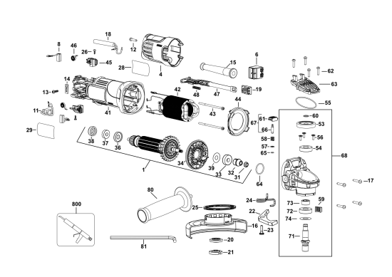 DEWALT Ersatzteile KLEINER WINKELSCHLEIFER DWE4057TRI Typ: 1 QS