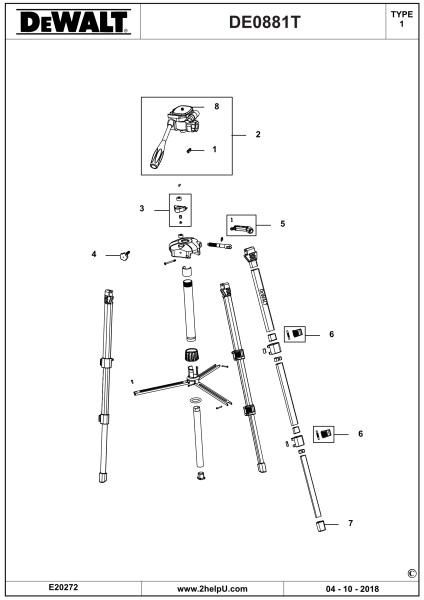 DEWALT Ersatzteile STATIV DE0881T Typ: 1 XJ