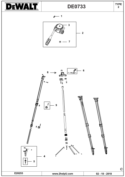 DEWALT Ersatzteile STATIV DE0733 Typ: 2 XJ