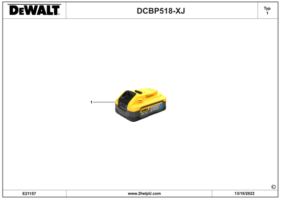 DEWALT Ersatzteile BATTERIE DCBP518 Typ: 1 XJ