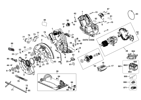 DEWALT Ersatzteile AKKU HANDKREISSÄGE DCS573H2T Typ: 1 QW