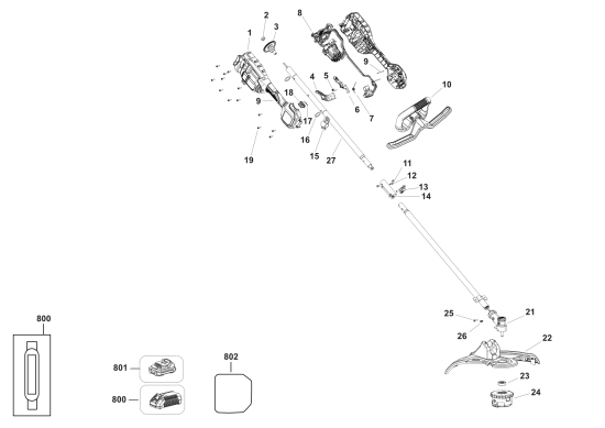 DEWALT Ersatzteile RASENTRIMMER DCMAS5713X1 Typ: 1 QW