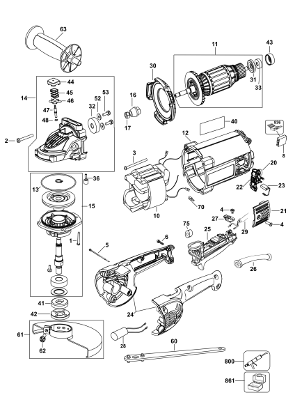 DEWALT Ersatzteile WINKELSCHLEIFER DWE492S Typ: 15 QS