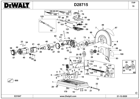 DEWALT Ersatzteile SCHROTSÄGE D28715 Typ: 15 QS