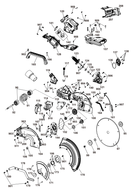 DEWALT Ersatzteile GEHRUNGSSÄGE DCS781X2 Typ: 21 QW