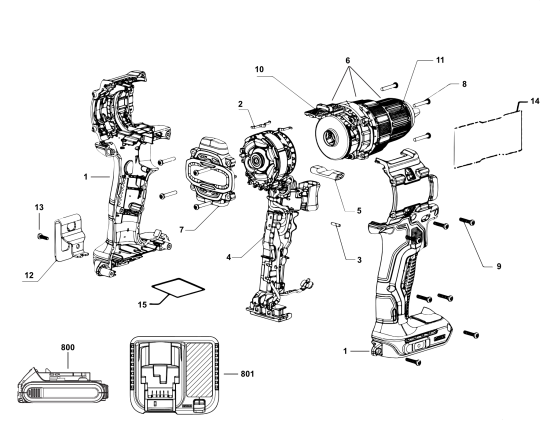 DEWALT Ersatzteile AKKU SCHRAUBER DCD794B Typ: 1 QU