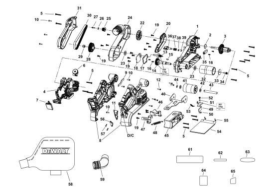 DEWALT Ersatzteile BANDSCHLEIFER DCW220B Typ: 1 QU
