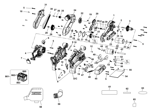DEWALT Ersatzteile BANDSCHLEIFER DCW220NT Typ: 1 XJ