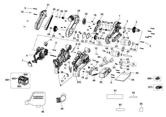DEWALT Ersatzteile BANDSCHLEIFER DCW220P2 Typ: 1 QW