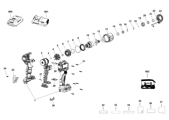 DEWALT Ersatzteile SCHLAGSCHRAUBER DCF845B Typ: 1 QU