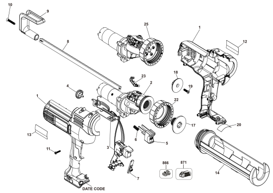DEWALT Ersatzteile KARTUSCHENPISTOLE DCE560D1 Typ: 1 QW