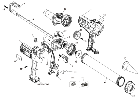 DEWALT Ersatzteile KARTUSCHENPISTOLE DCE580D1 Typ: 1 QUCA