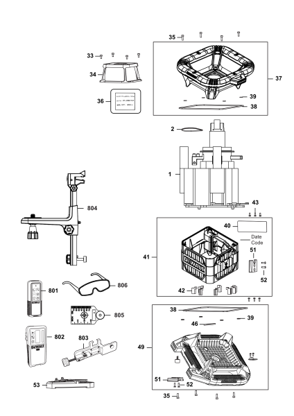 DEWALT Ersatzteile ROTATIONSLASER DCE079NR Typ: 2 XJ