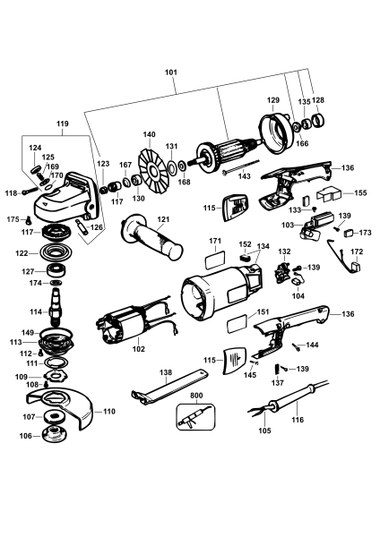 DEWALT Ersatzteile WINKELSCHLEIFER DW831 Typ: 4 QS