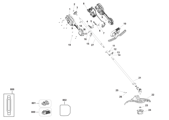 DEWALT Ersatzteile RASENTRIMMER DCMAS5713X1 Typ: 1 QW