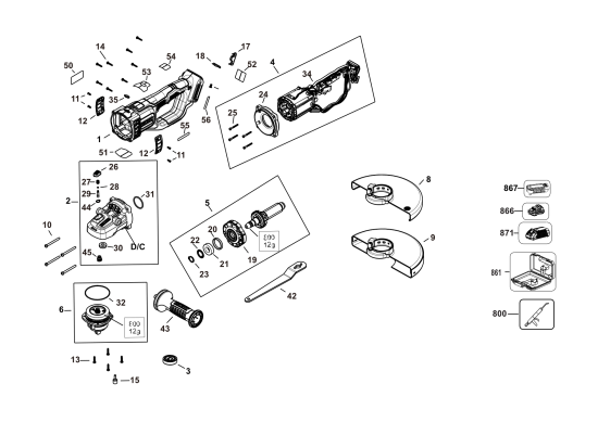 DEWALT Ersatzteile WINKELSCHLEIFER DCG460X2 Typ: 1 QW