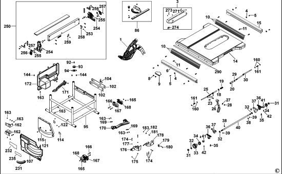 DEWALT Ersatzteile TISCH SAGEN DCS7485N Typ: 3 XJ