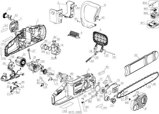 DEWALT Ersatzteile DCCS670X1 Typ: 2 QU