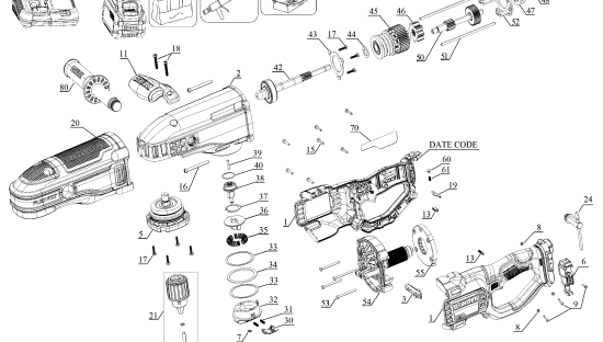DEWALT Ersatzteile DCD470B Typ: 1 QU