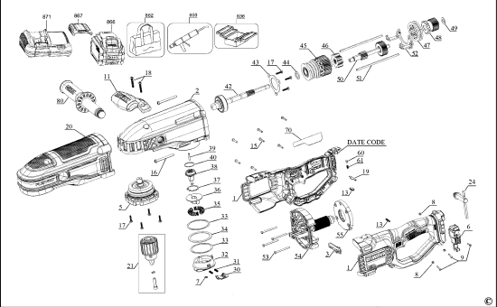 DEWALT Ersatzteile DCD470B Typ: 1 QU