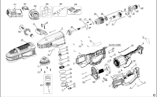 DEWALT Ersatzteile DCD471X1 Typ: 1 QUCA
