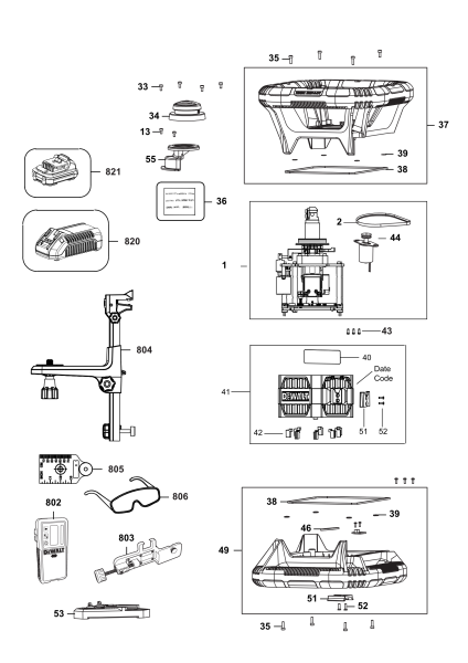 DEWALT Ersatzteile ROTATIONSLASER DCE074NR Typ: 2 XJ
