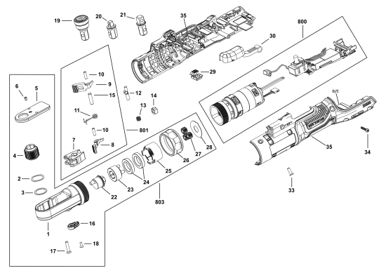 DEWALT Ersatzteile RATSCHE DCF500B Typ: 1 QU