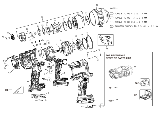 DEWALT Ersatzteile AKKU DREHMOMENTSCHLÜSSEL DCF961GP1 Typ: 1 QU