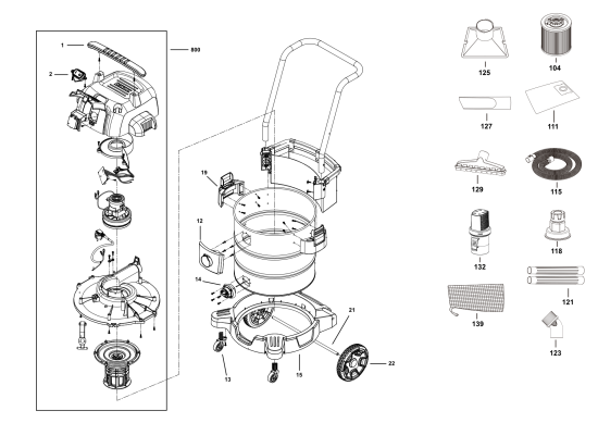 DEWALT Ersatzteile NASSTROCKEN SAUGER DXV50SPTA Typ: 1 QS