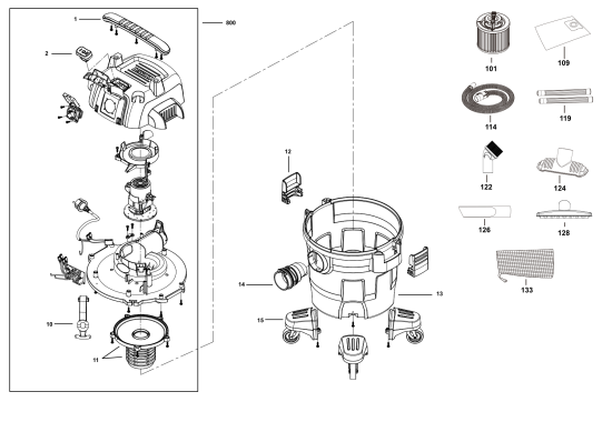 DEWALT Ersatzteile NASSTROCKEN SAUGER DXV20PTA Typ: 1 QS