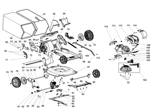 DEWALT Ersatzteile AKKU-RASEMMÄHER DCMWSP550N Typ: 1 XJ