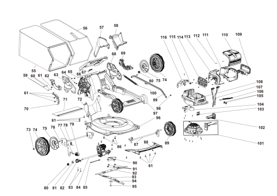 DEWALT Ersatzteile AKKU-RASEMMÄHER DCMWSP256U2 Typ: 1 QU