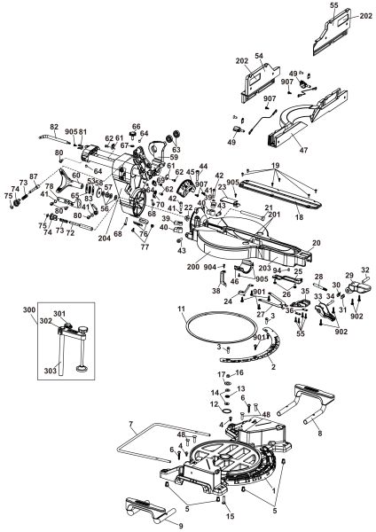 DEWALT Ersatzteile GEHRUNGSSÄGE DCS781B Typ: 20 QU