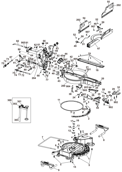 DEWALT Ersatzteile GEHRUNGSSÄGE DCS781N Typ: 21 XJ