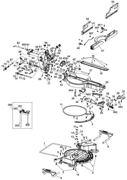 DEWALT Ersatzteile GEHRUNGSSÄGE DCS781X1 Typ: 20 QU