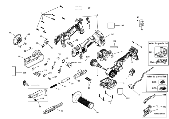 DEWALT Ersatzteile ELEKTROFEILE DCM200E2T Typ: 1 QW