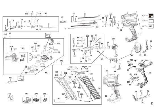 DEWALT Ersatzteile AKKU NAGLER DCN693 Typ: 2 XJ
