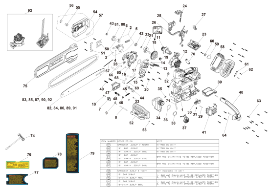 DEWALT Ersatzteile KETTENSÄGE DCCS674B Typ: 1 QU