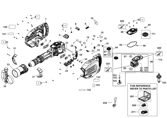 DEWALT Ersatzteile MEISSELHAMMER DCH911Z2 Typ: 1 QU